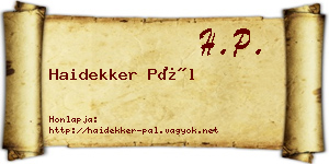 Haidekker Pál névjegykártya